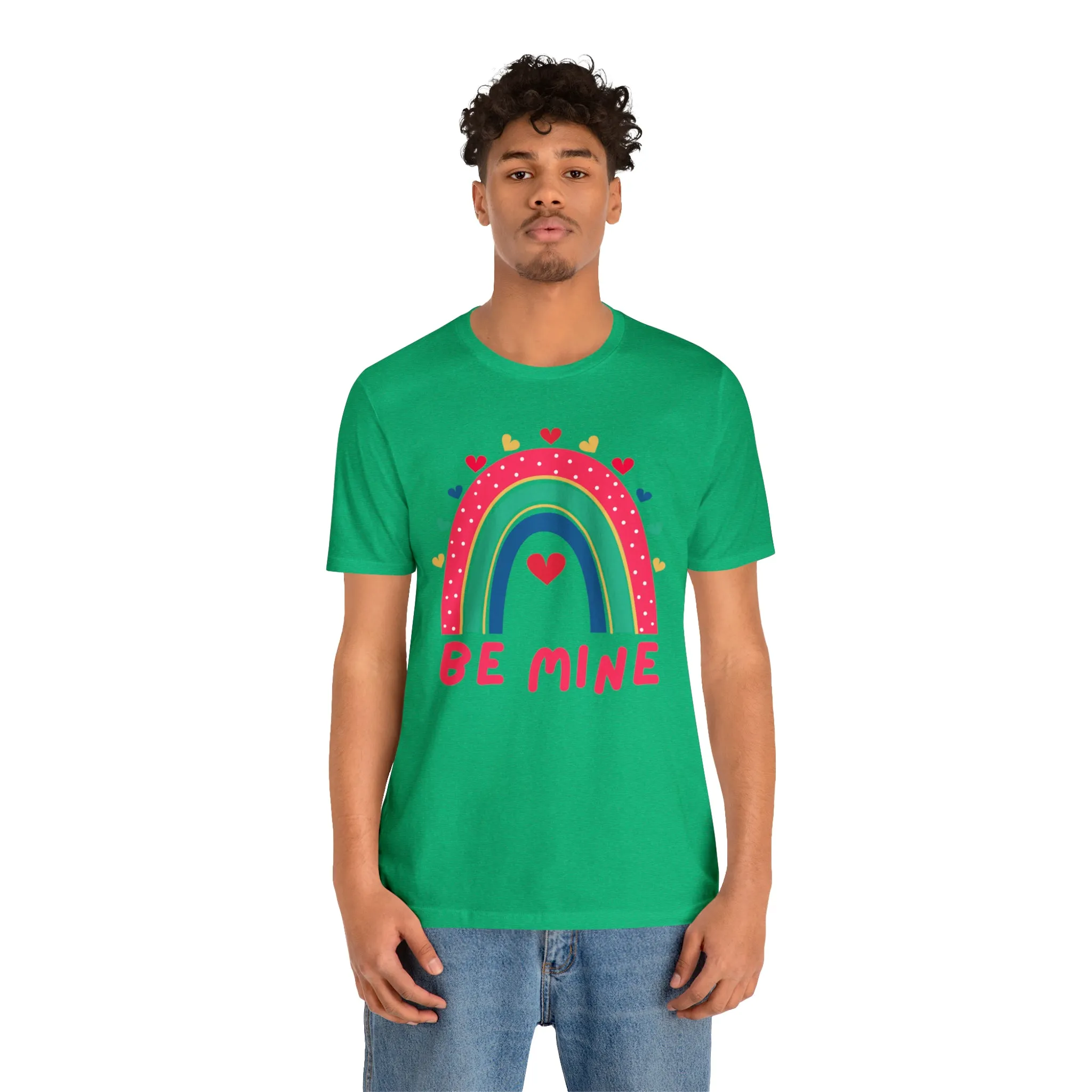Be Mine Rainbow Happy Valentine's Day T-Shirt | Sweetheart Love Tee |  Bella Canvas 3001 Unisex |  I Love You Short Sleeve Tshirt