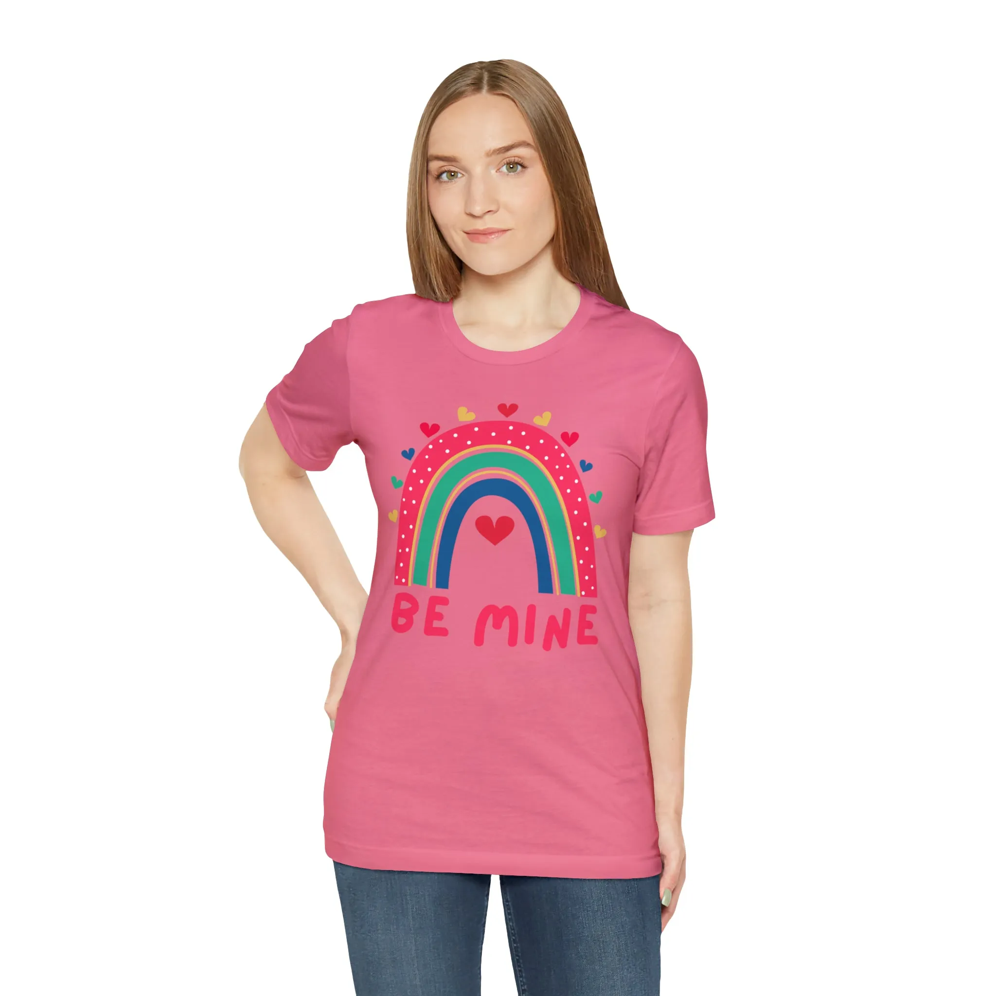 Be Mine Rainbow Happy Valentine's Day T-Shirt | Sweetheart Love Tee |  Bella Canvas 3001 Unisex |  I Love You Short Sleeve Tshirt