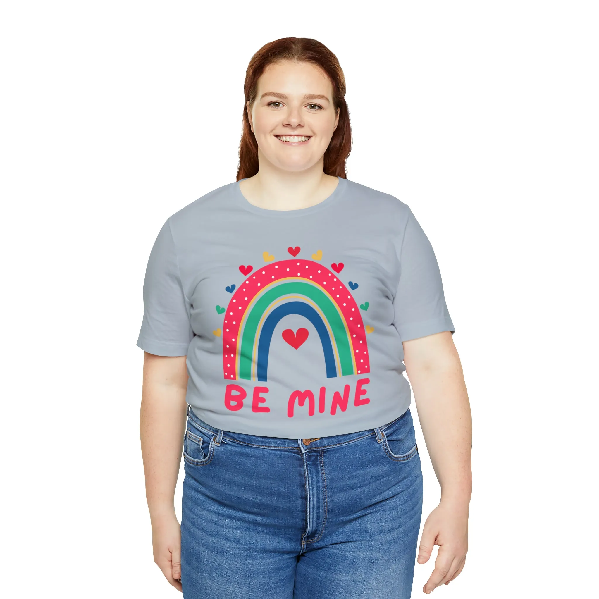 Be Mine Rainbow Happy Valentine's Day T-Shirt | Sweetheart Love Tee |  Bella Canvas 3001 Unisex |  I Love You Short Sleeve Tshirt
