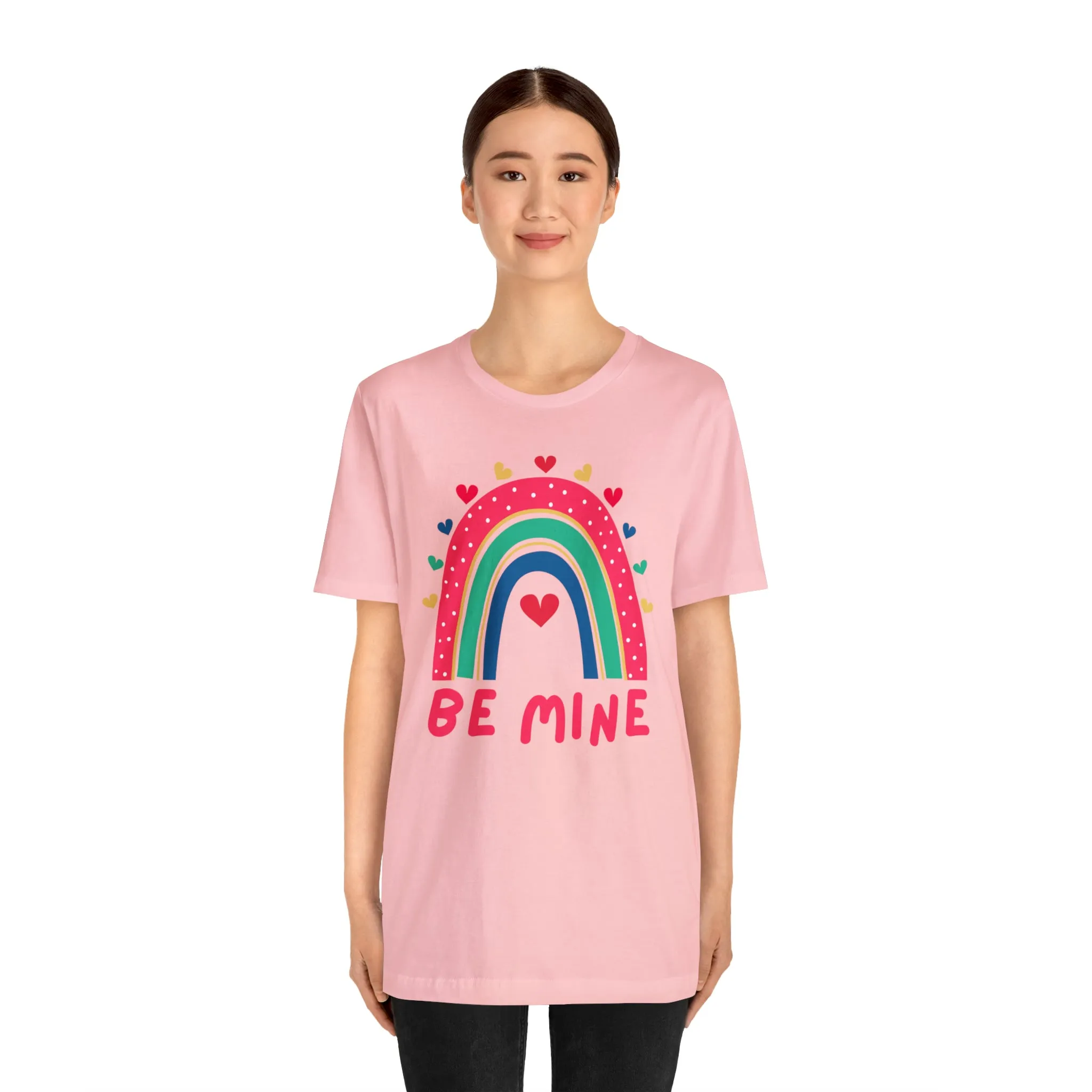 Be Mine Rainbow Happy Valentine's Day T-Shirt | Sweetheart Love Tee |  Bella Canvas 3001 Unisex |  I Love You Short Sleeve Tshirt
