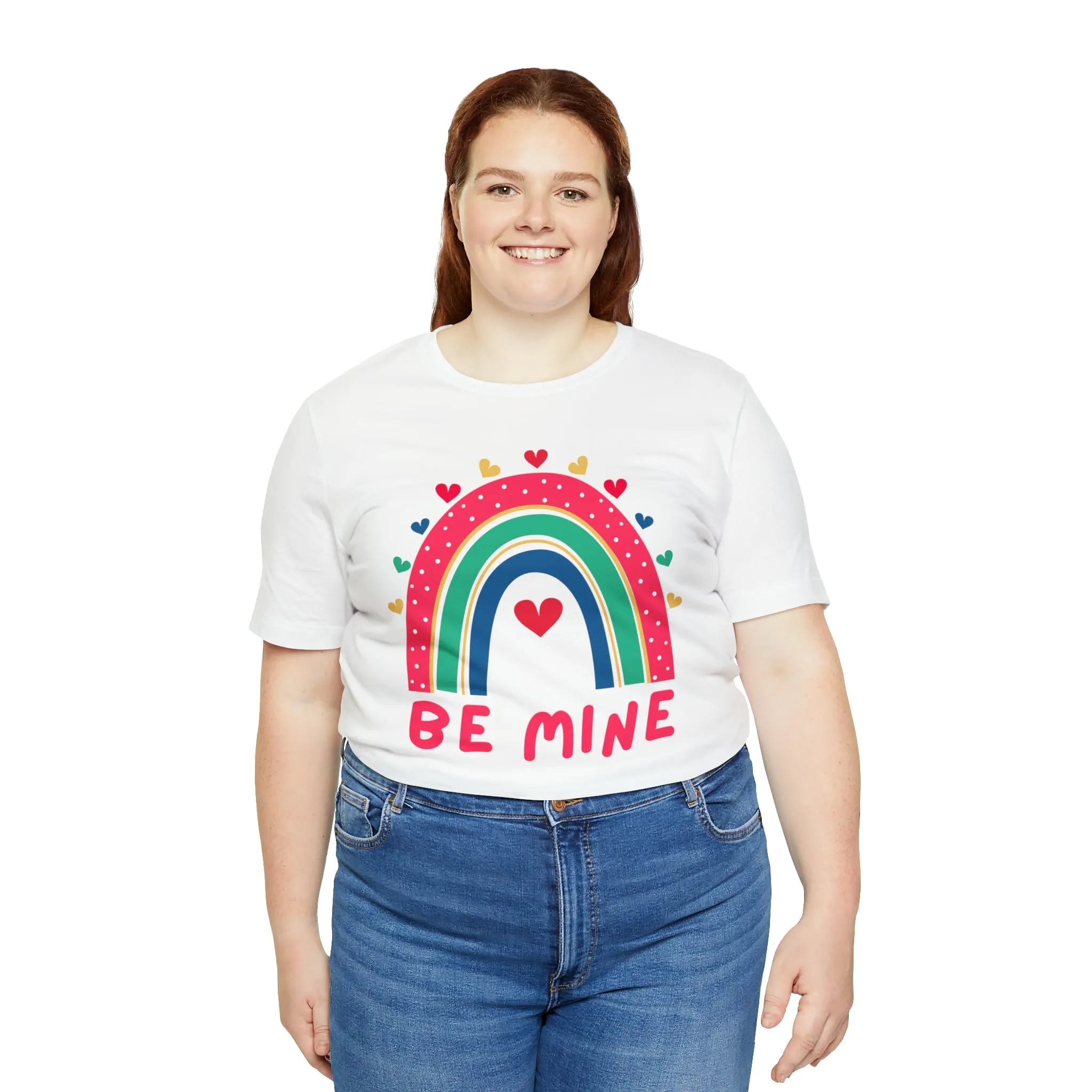 Be Mine Rainbow Happy Valentine's Day T-Shirt | Sweetheart Love Tee |  Bella Canvas 3001 Unisex |  I Love You Short Sleeve Tshirt