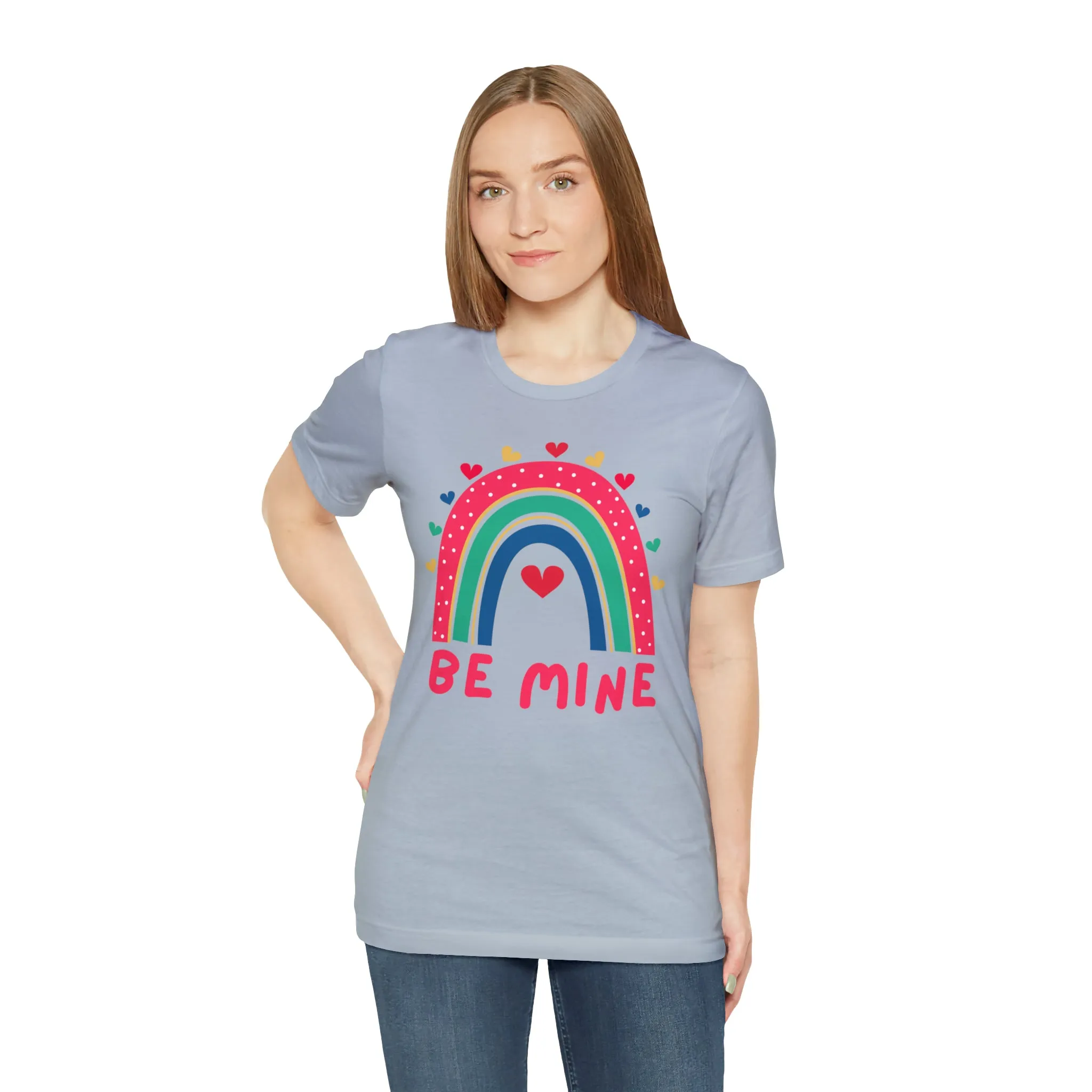 Be Mine Rainbow Happy Valentine's Day T-Shirt | Sweetheart Love Tee |  Bella Canvas 3001 Unisex |  I Love You Short Sleeve Tshirt