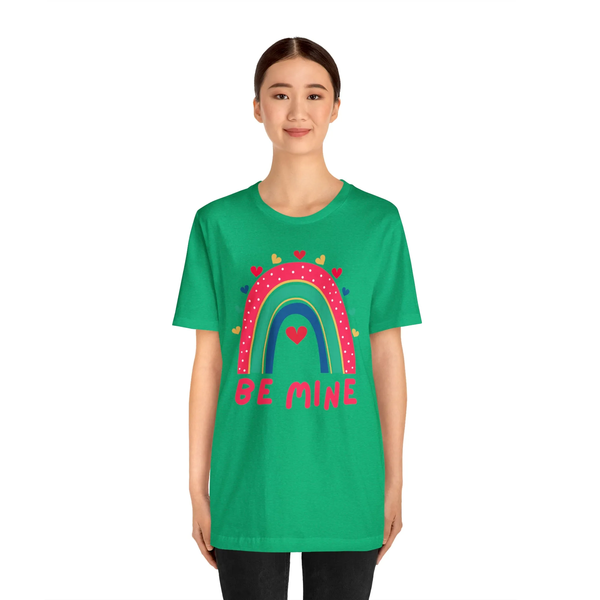 Be Mine Rainbow Happy Valentine's Day T-Shirt | Sweetheart Love Tee |  Bella Canvas 3001 Unisex |  I Love You Short Sleeve Tshirt