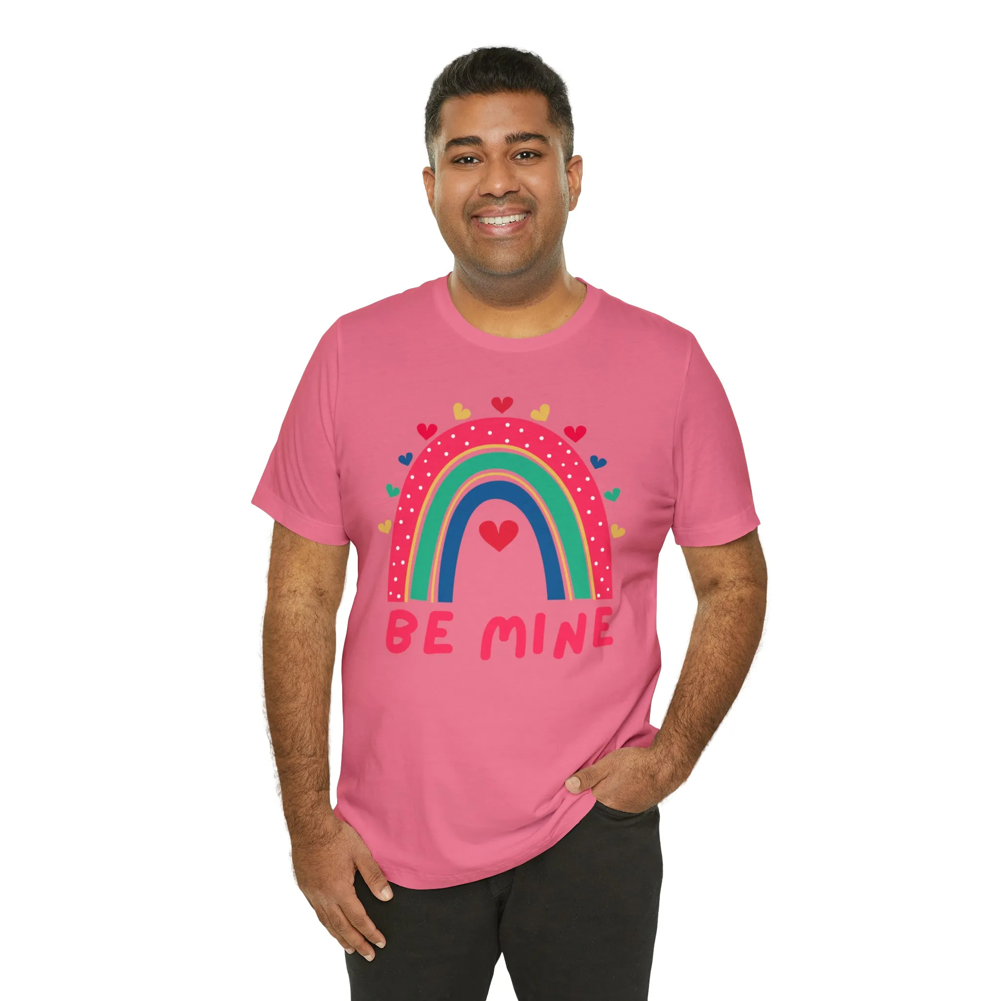 Be Mine Rainbow Happy Valentine's Day T-Shirt | Sweetheart Love Tee |  Bella Canvas 3001 Unisex |  I Love You Short Sleeve Tshirt