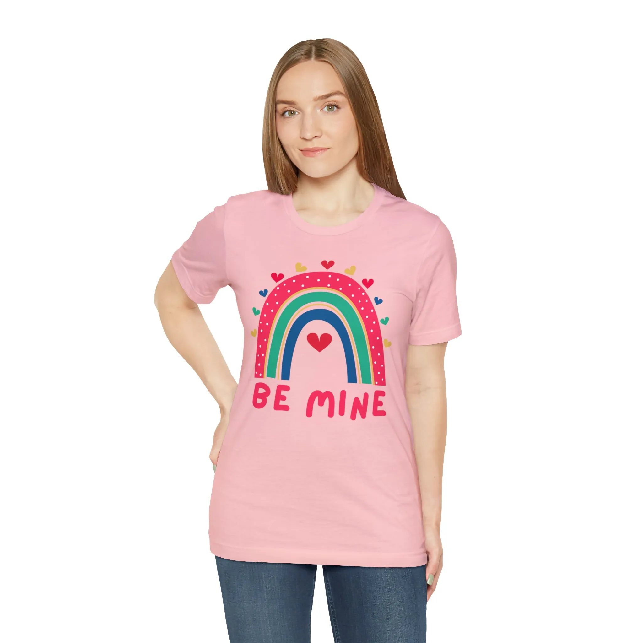 Be Mine Rainbow Happy Valentine's Day T-Shirt | Sweetheart Love Tee |  Bella Canvas 3001 Unisex |  I Love You Short Sleeve Tshirt