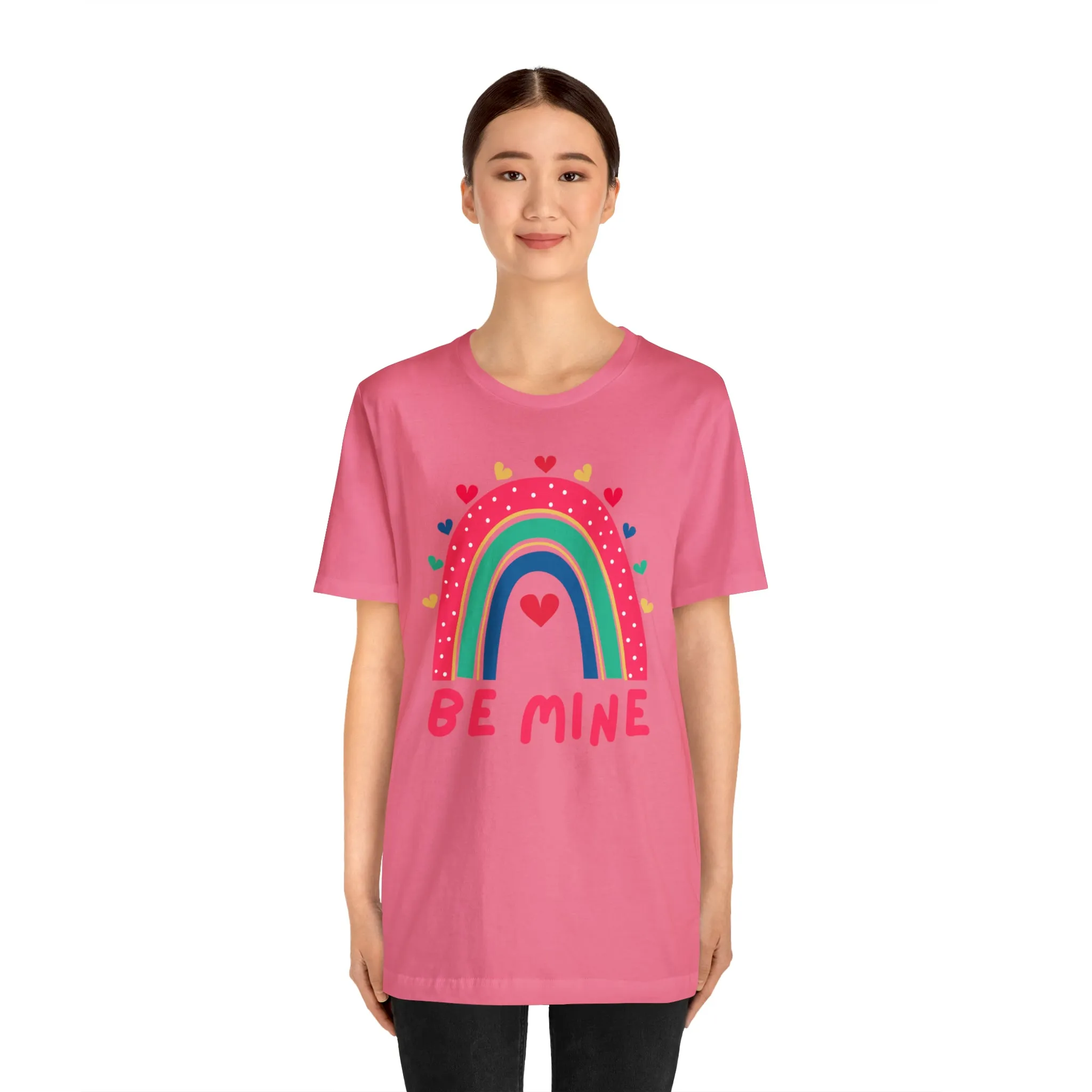 Be Mine Rainbow Happy Valentine's Day T-Shirt | Sweetheart Love Tee |  Bella Canvas 3001 Unisex |  I Love You Short Sleeve Tshirt