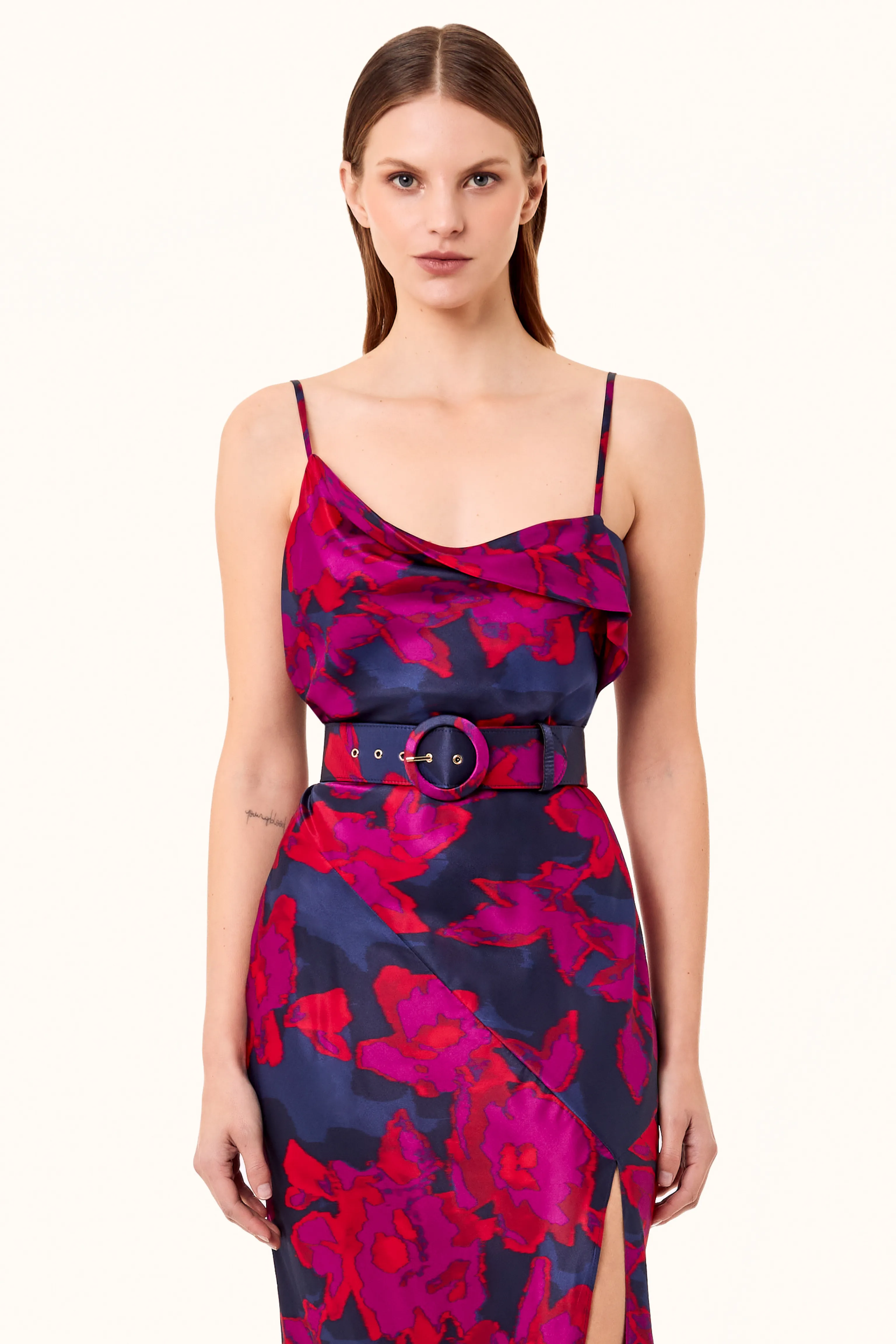 Belira Dress - Magenta Blurred Floral Print
