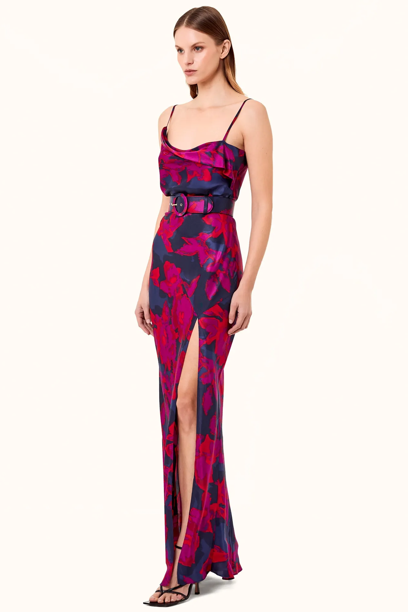 Belira Dress - Magenta Blurred Floral Print