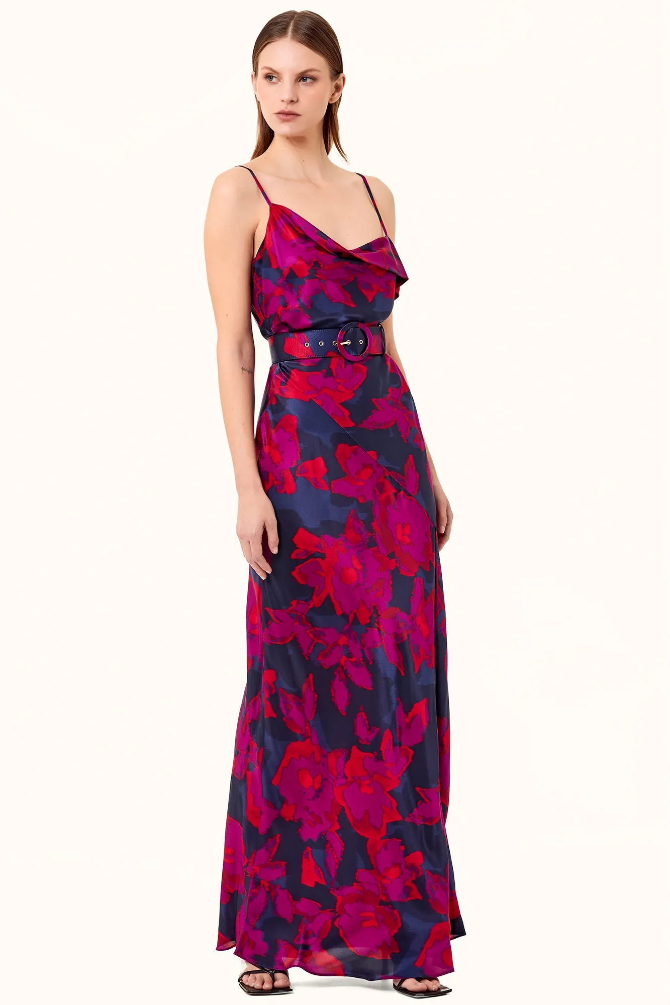 Belira Dress - Magenta Blurred Floral Print