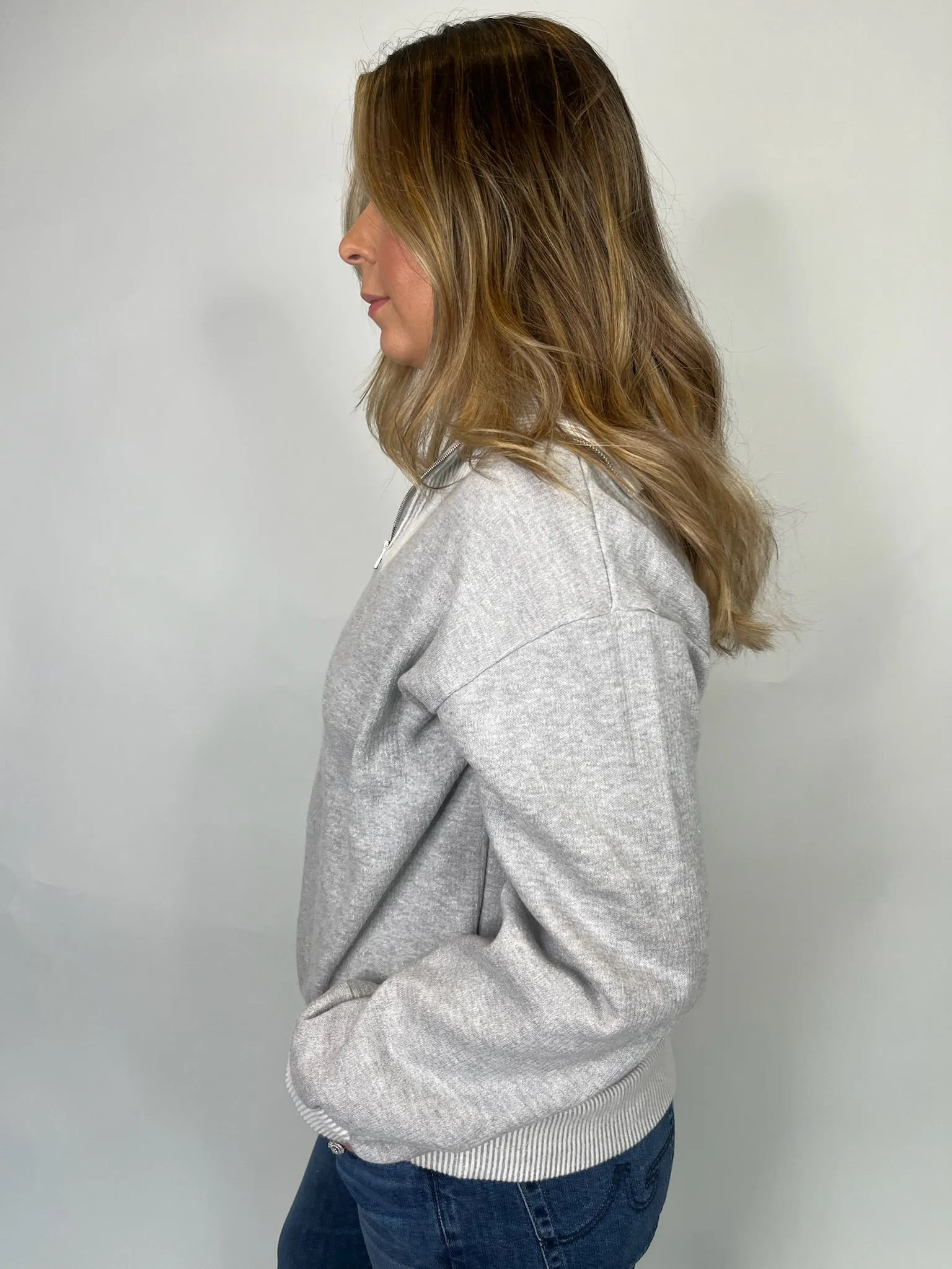 Bella Dahl Mix Knit Henley Zip Sweatshirt