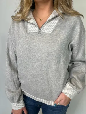 Bella Dahl Mix Knit Henley Zip Sweatshirt