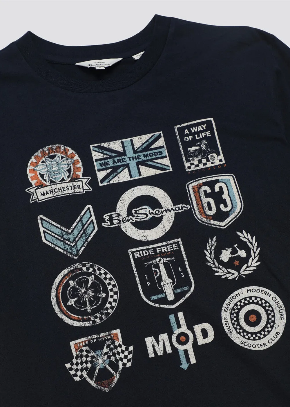 Ben Sherman Scooter Clubs T-Shirt Donker Navy