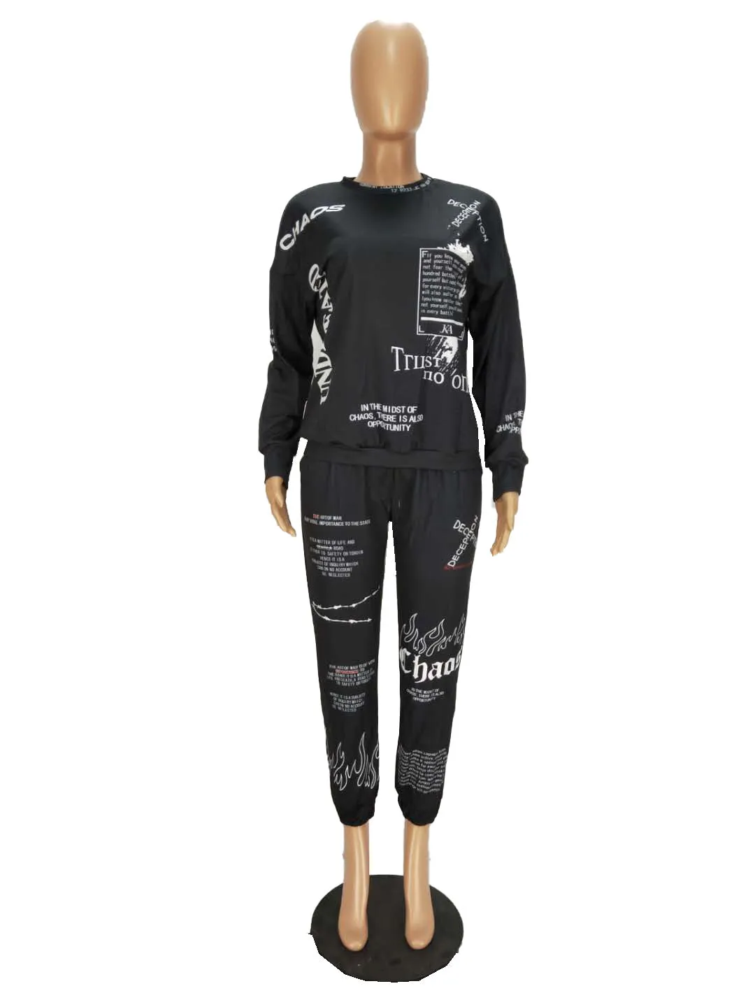 BerryBetty - Trends Women Tracksuit 2 Piece Set Autumn Letter Print Oversized Hoodies Sweatshirt Joggers Pants Suit Sweatpants Outfits Matching Set