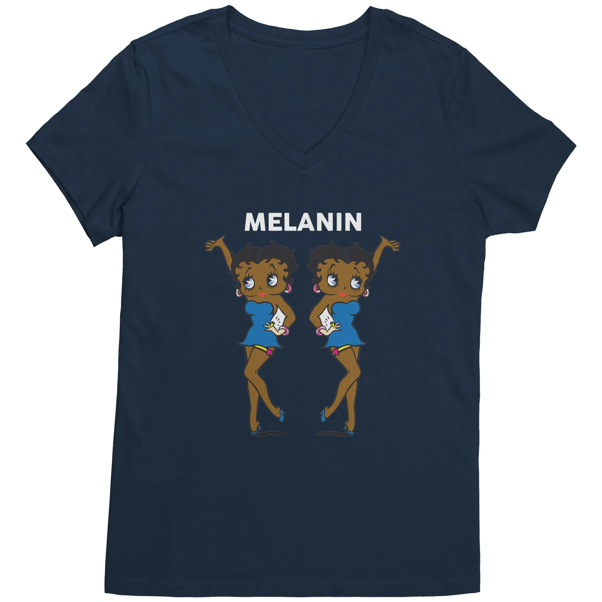 Betty Boop | Afro Girl | Melanin | Betty Boop Merchandise - District Womens V-Neck