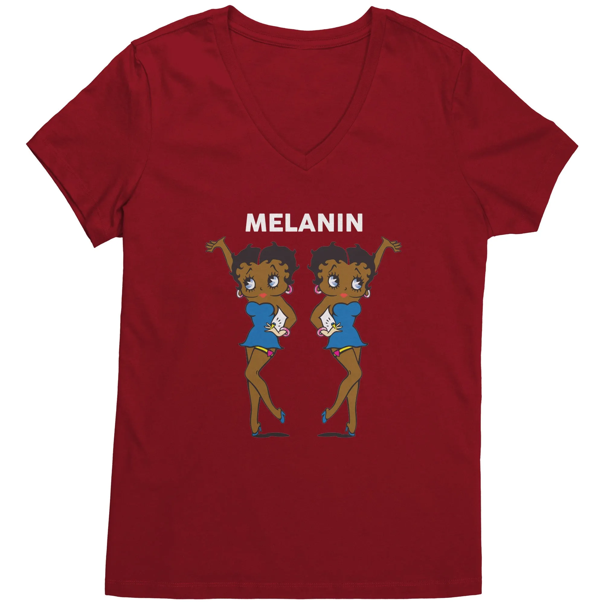 Betty Boop | Afro Girl | Melanin | Betty Boop Merchandise - District Womens V-Neck