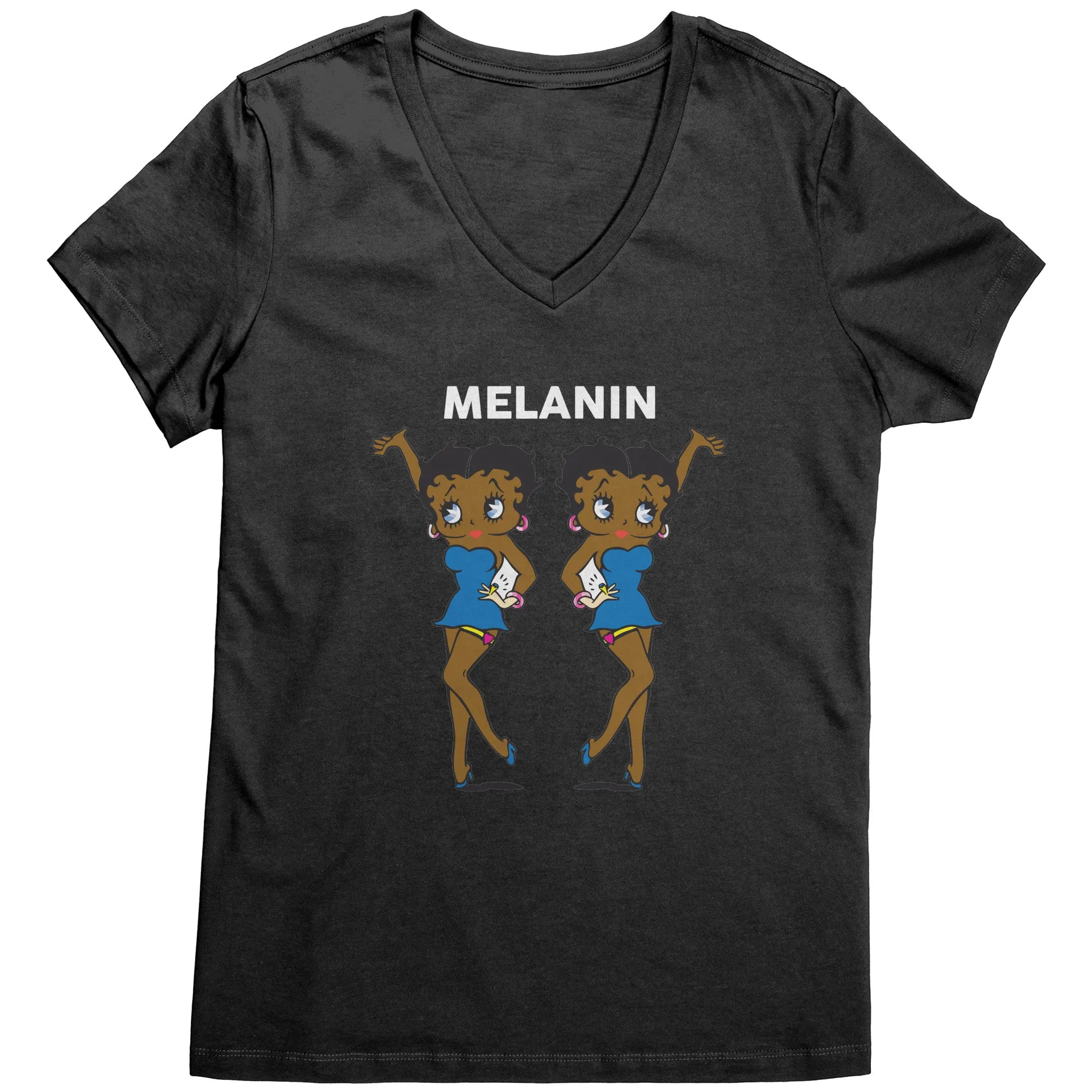 Betty Boop | Afro Girl | Melanin | Betty Boop Merchandise - District Womens V-Neck