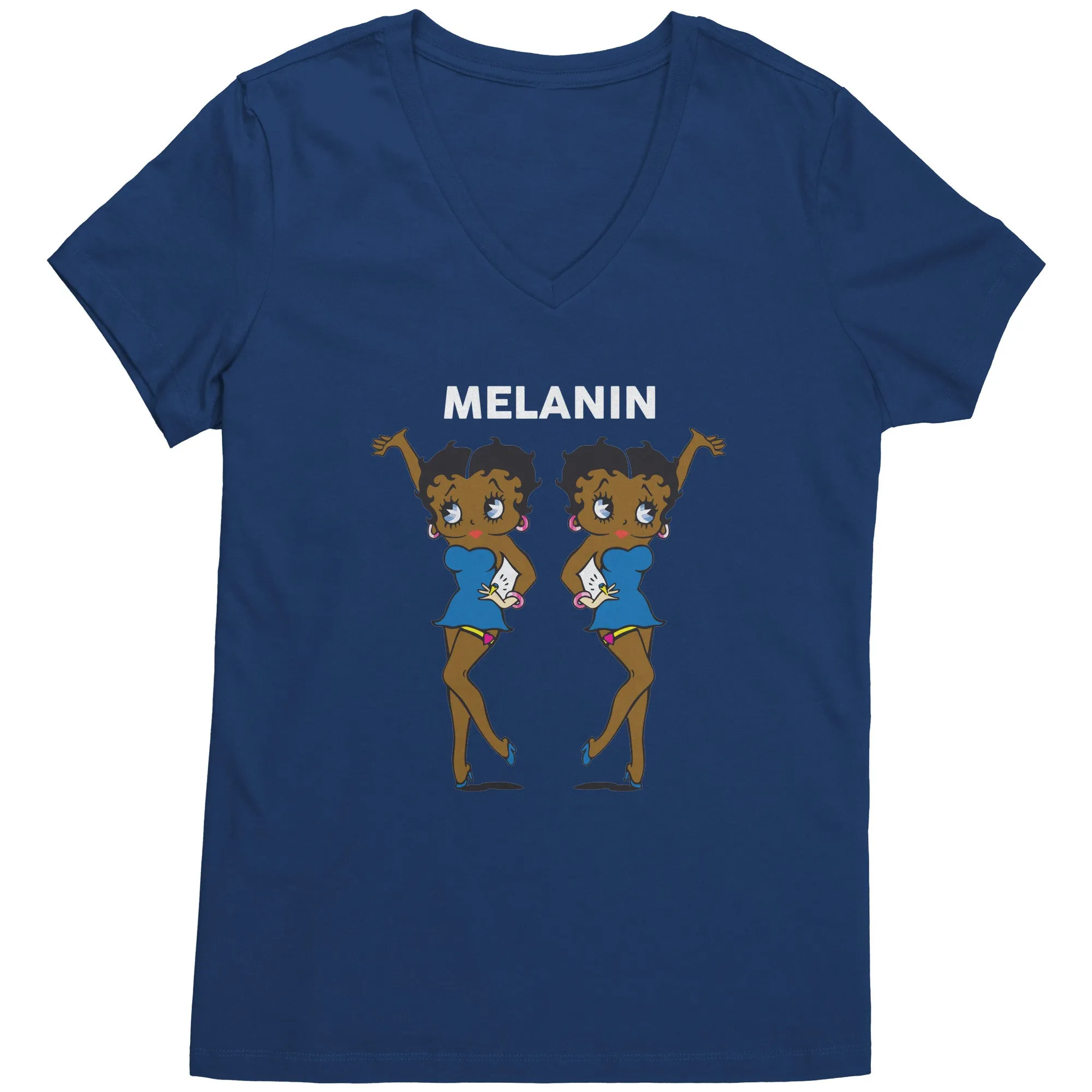 Betty Boop | Afro Girl | Melanin | Betty Boop Merchandise - District Womens V-Neck