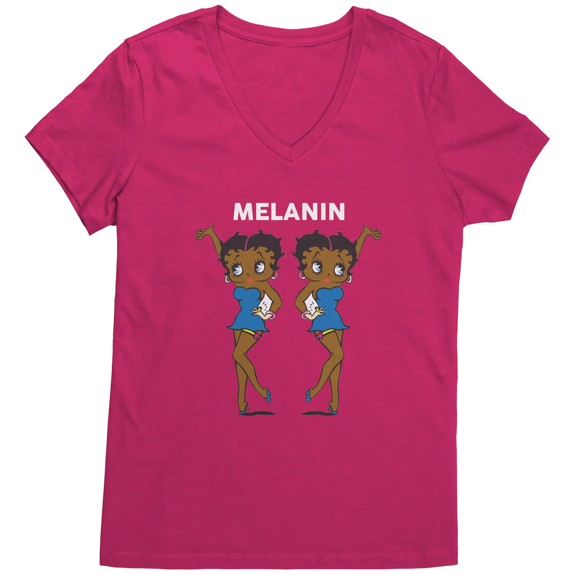 Betty Boop | Afro Girl | Melanin | Betty Boop Merchandise - District Womens V-Neck