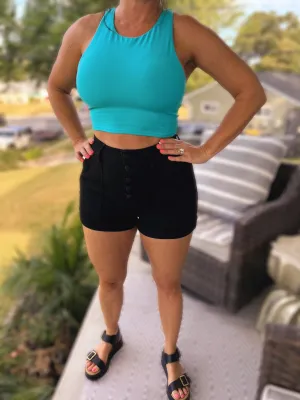 Black Button Fly Judy Blue Shorts