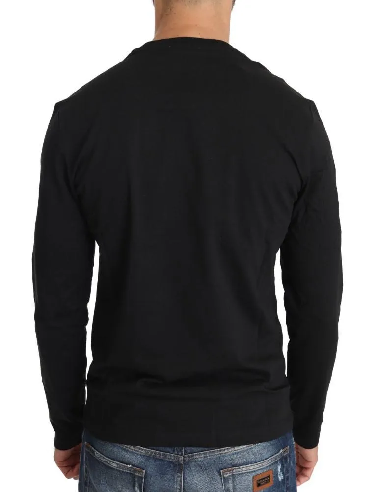 Black Cotton Silver Tiger Crewneck Pullover