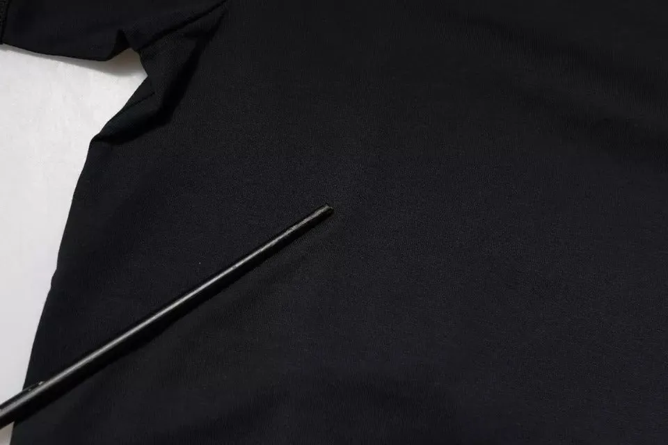 Black Cotton V-neck Short Sleeves T-shirt