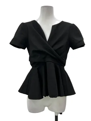 Black Cross Drape Peplum Top