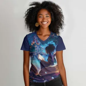 Black Girls Book Lovers Women V-Neck T-Shirt So Many Books - So Little Time LT15