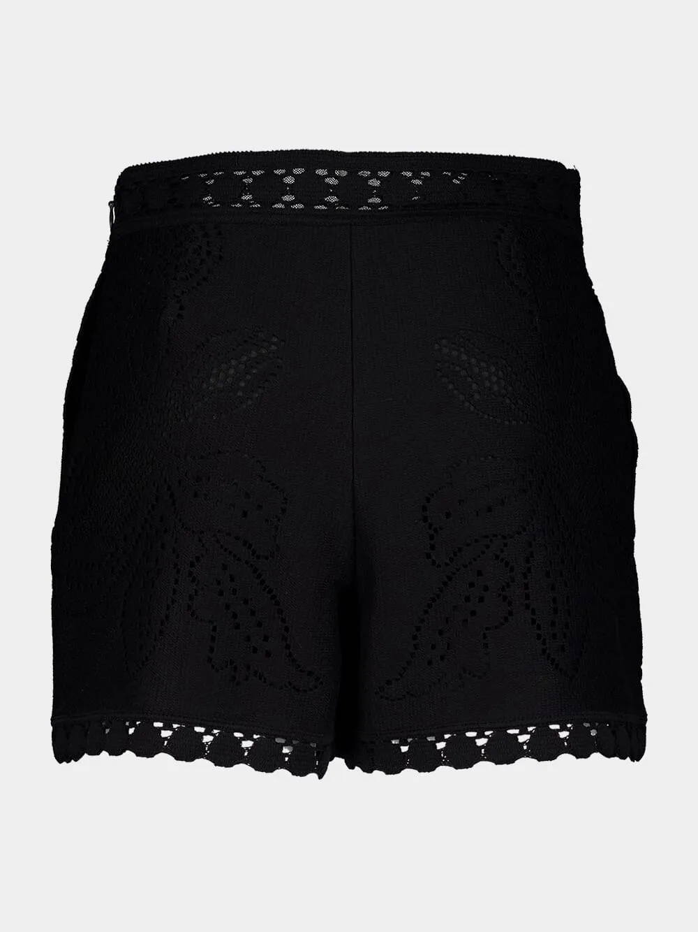 Black High-Waisted Knit Shorts