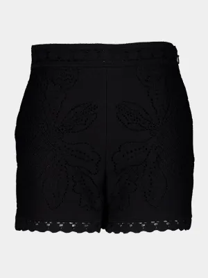 Black High-Waisted Knit Shorts