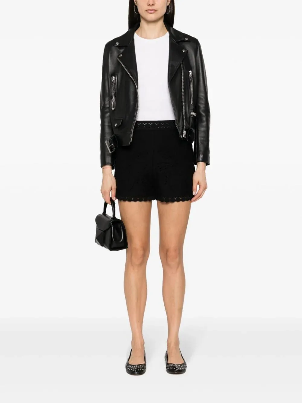 Black High-Waisted Knit Shorts