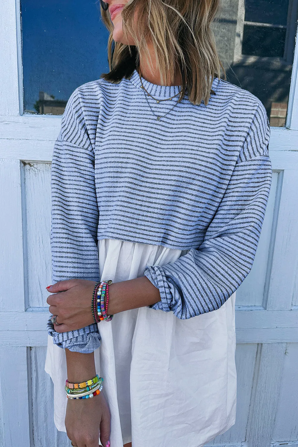 Black Plaid Patchwork High Waist Sweatshirt Mini Dress