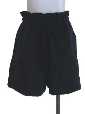Black Plain High-Waisted Shorts