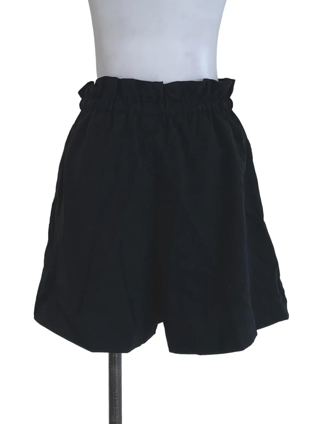 Black Plain High-Waisted Shorts