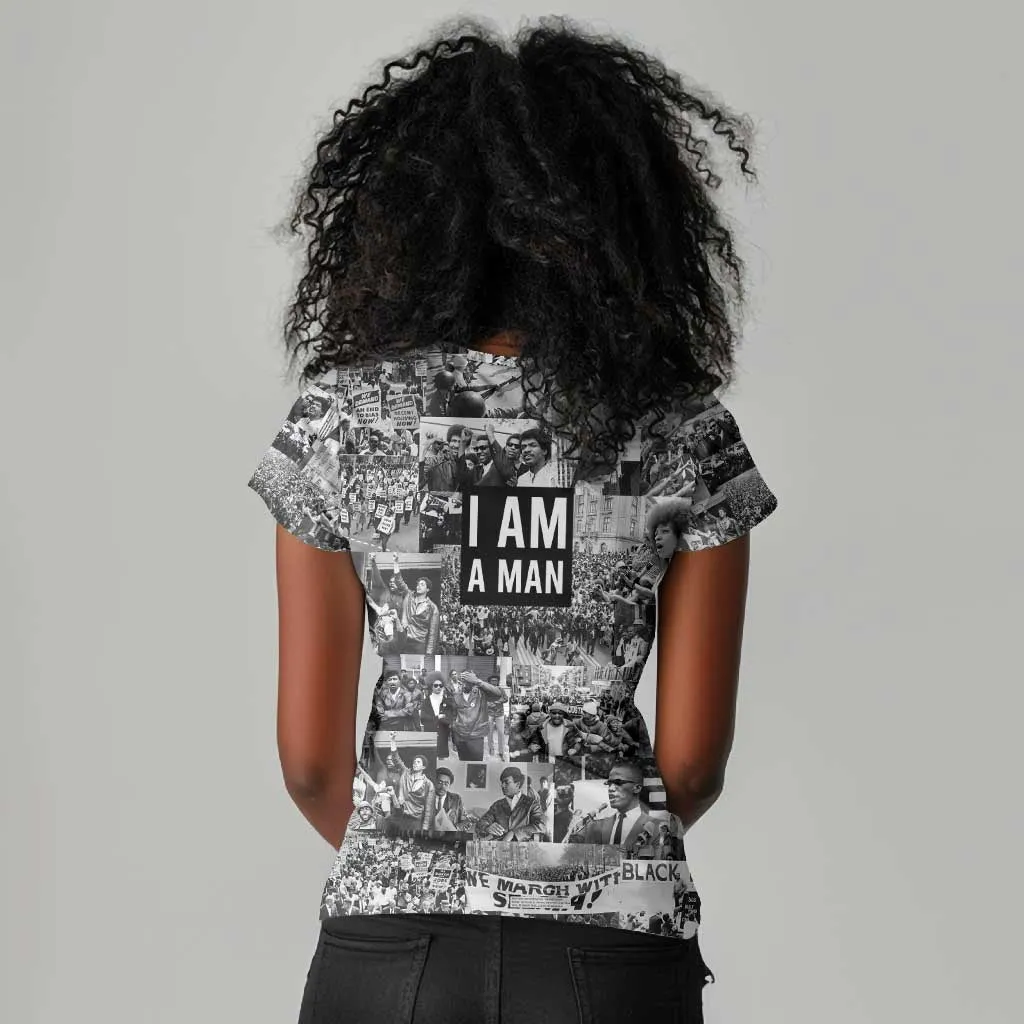 Black Power Women V-Neck T-Shirt African American Culture DT02