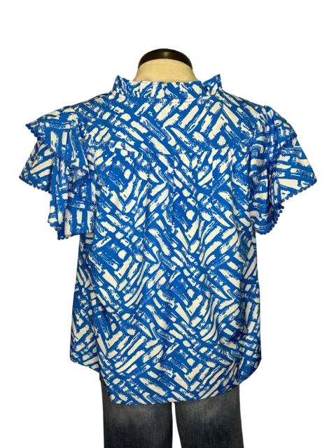 Blue Cobblestone Flutter Top