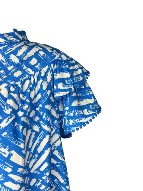 Blue Cobblestone Flutter Top