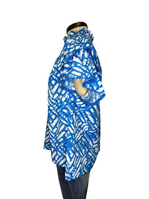 Blue Cobblestone Flutter Top