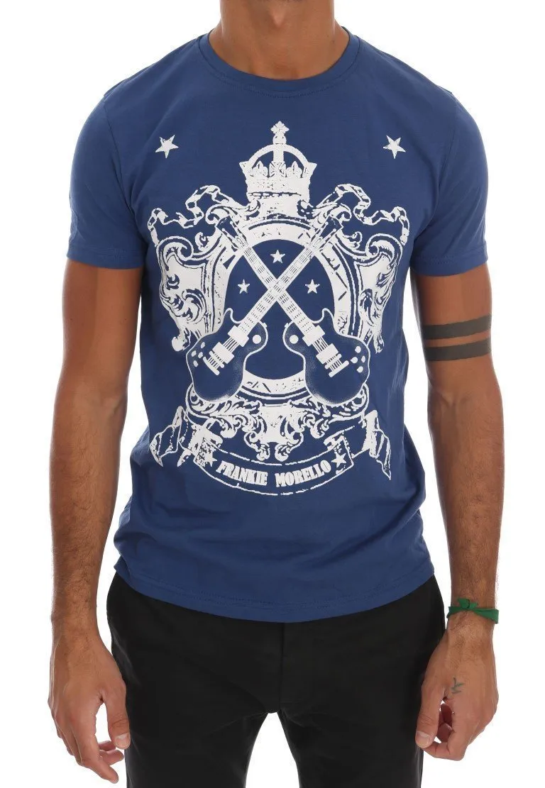 Blue Cotton Guitar Crewneck T-Shirt