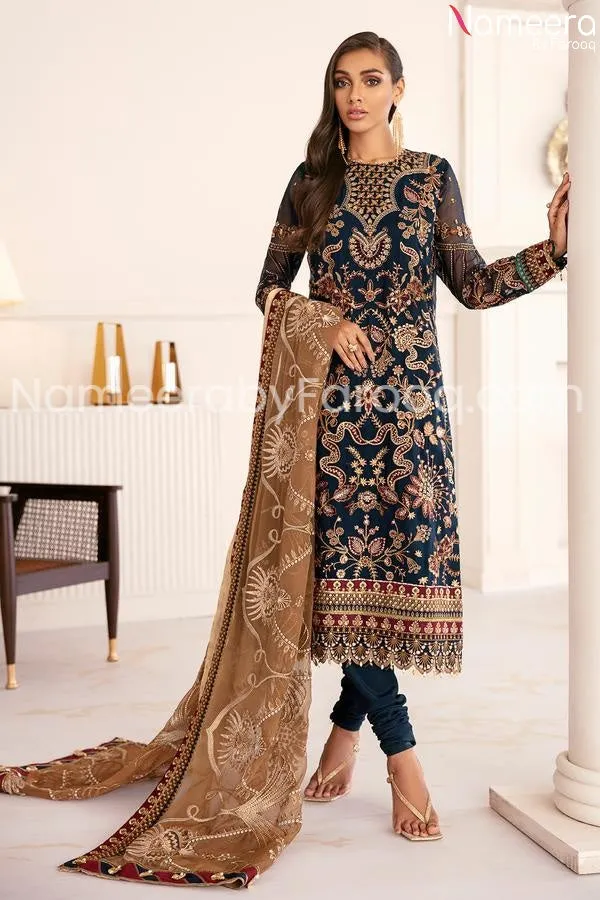 Blue Dress Pakistani Designer Attire for Eid #PN240
