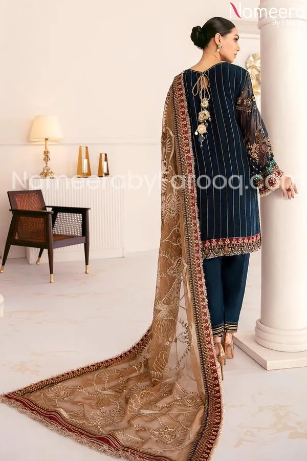 Blue Dress Pakistani Designer Attire for Eid #PN240