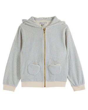 Blue Gingham Terry Sweatshirt