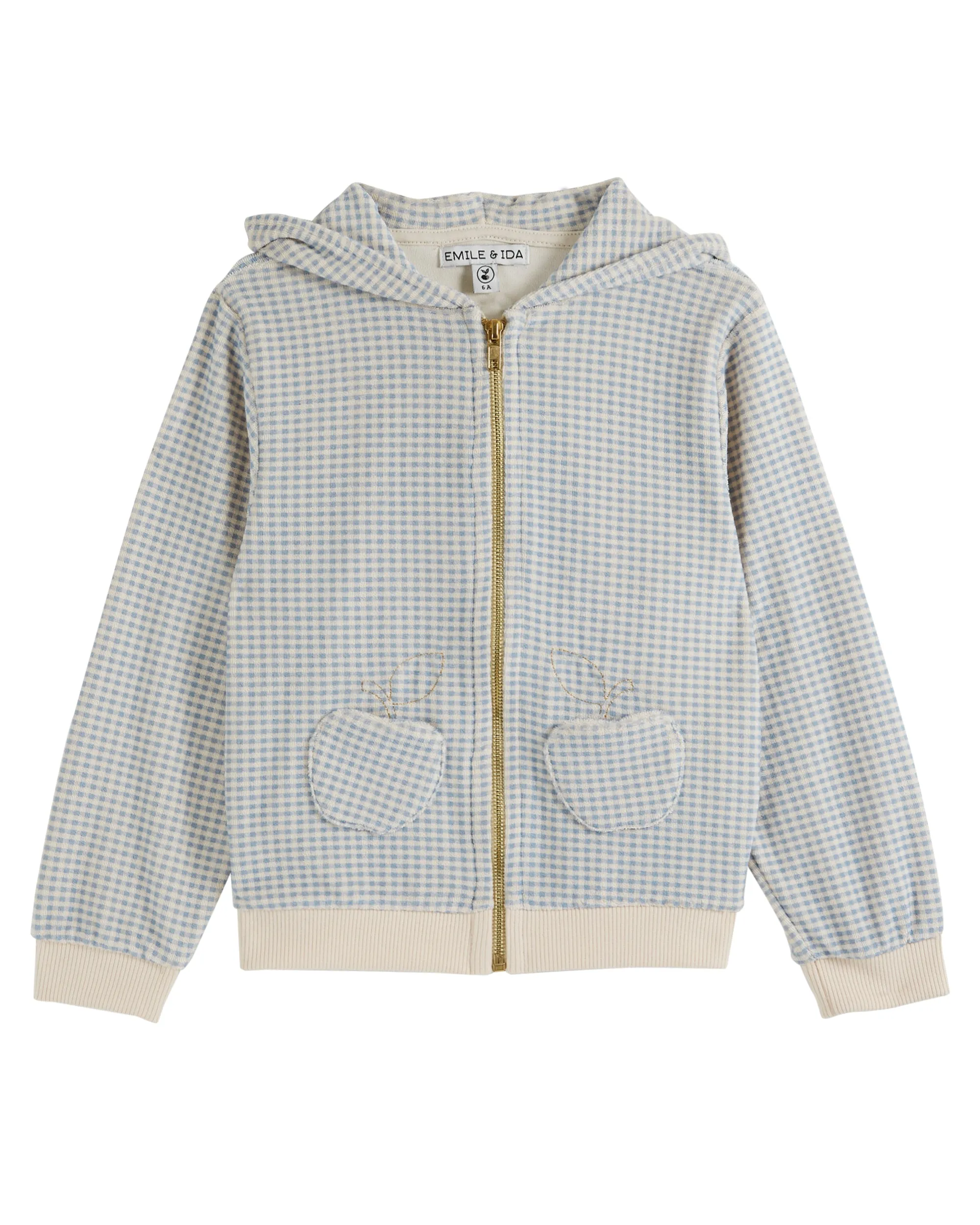 Blue Gingham Terry Sweatshirt