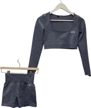 Bo   Tee Purple Long Sleeve Crop Top & High Waisted Shorts UK S
