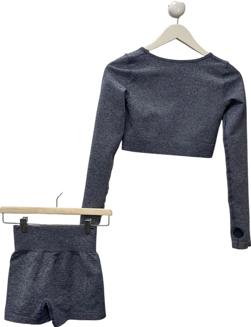 Bo   Tee Purple Long Sleeve Crop Top & High Waisted Shorts UK S