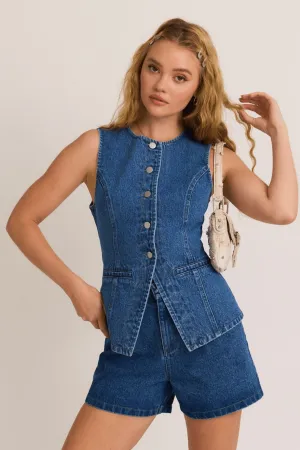 Brett Sleeveless denim top