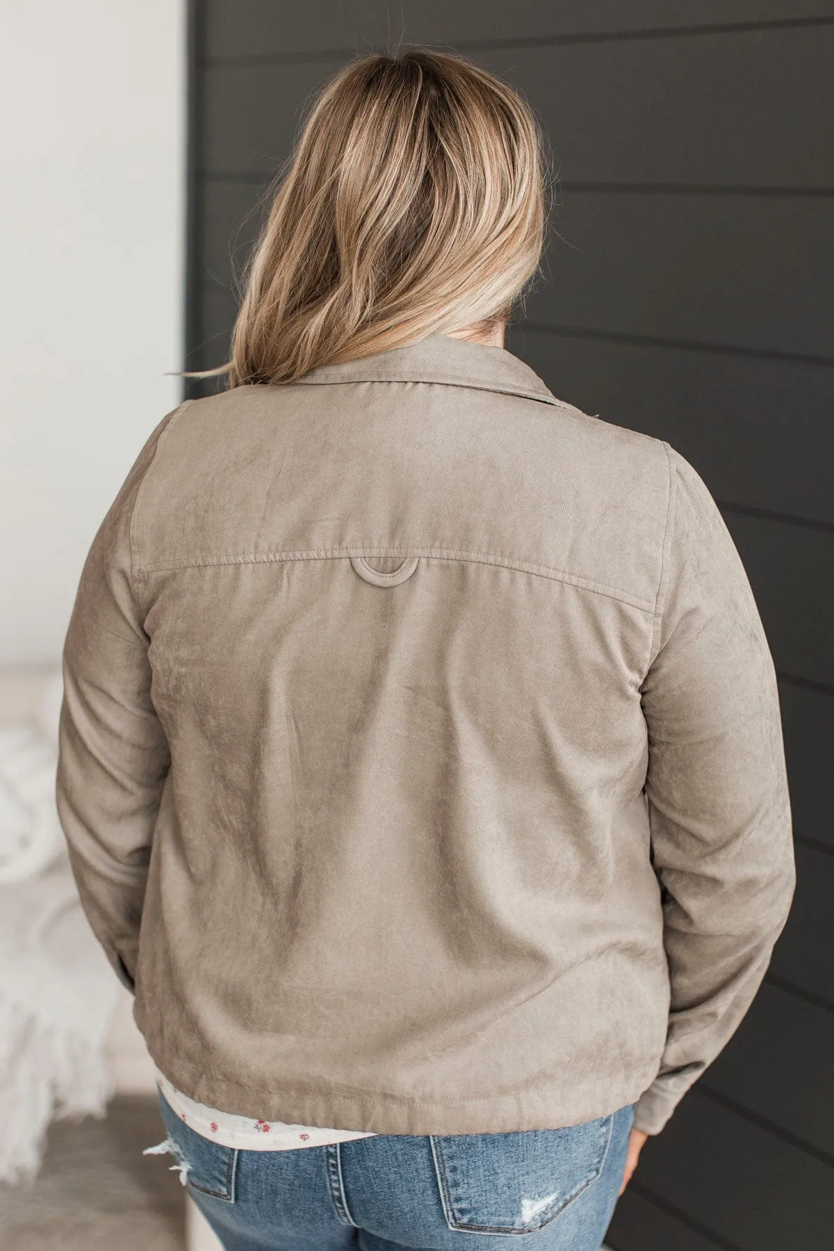 Brisk Morning Lightweight Zip Up Jacket- Dusty Olive