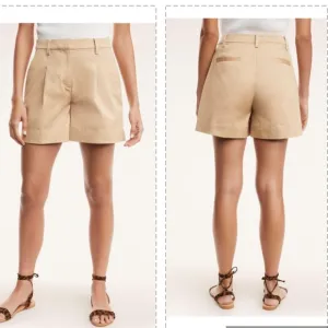 Brooks Brothers High Waisted Cotton Shorts Tan