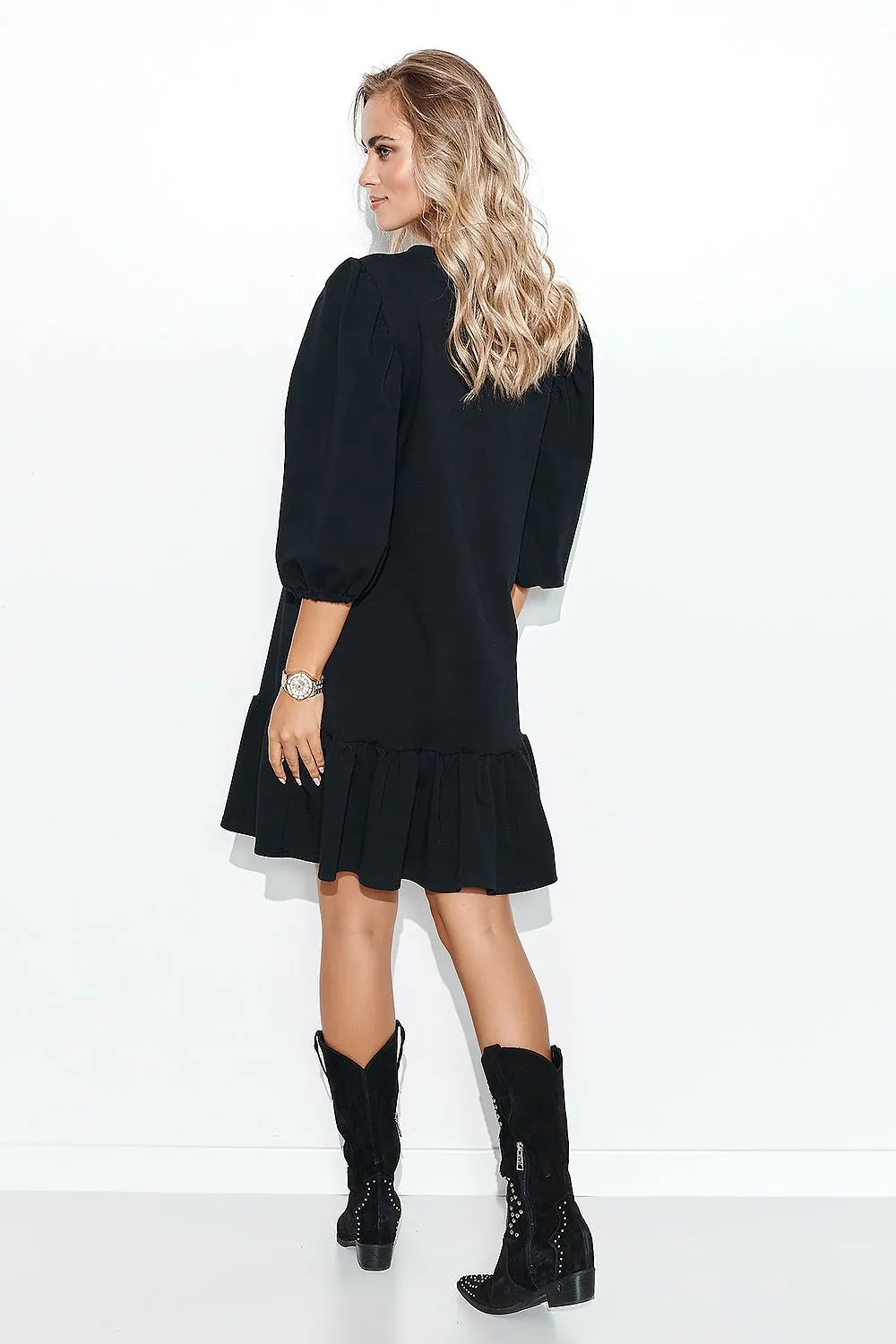 Buffeted Sleeve Frill Dress