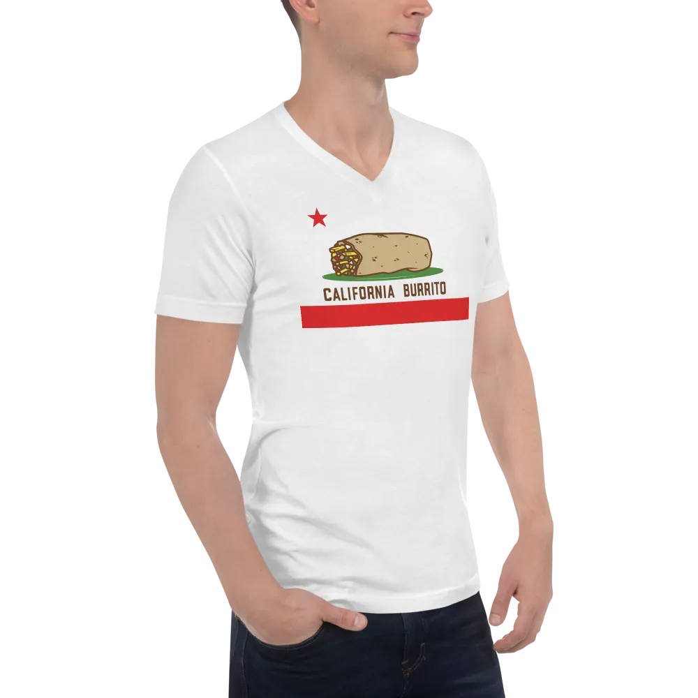 California Burrito White Short Sleeve V-Neck T-Shirt