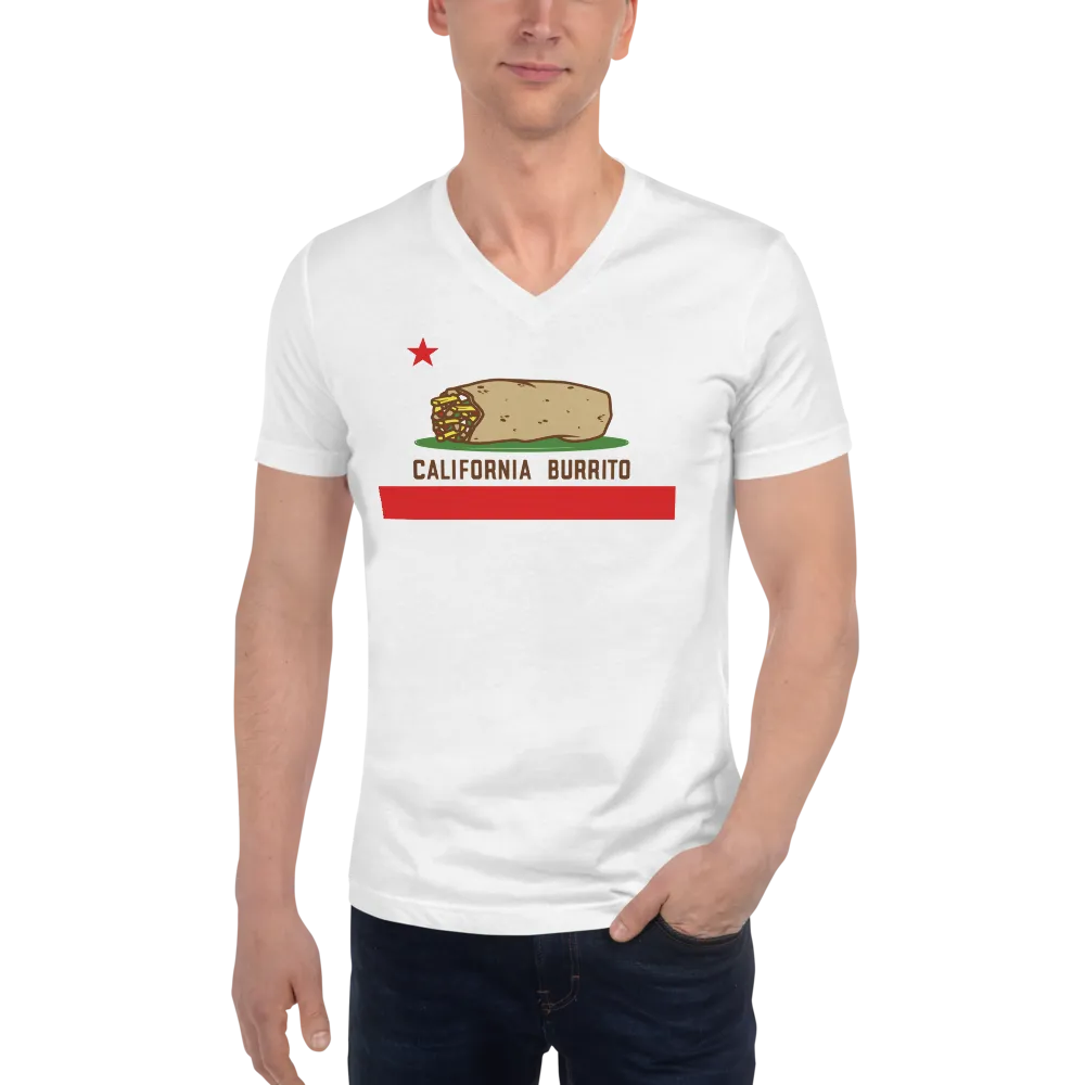 California Burrito White Short Sleeve V-Neck T-Shirt